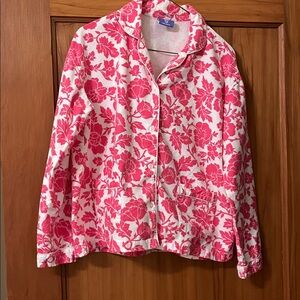 Pine Cone Hill 100% Cotton Flannel Pajama Top,Magenta Floral Print, size medium